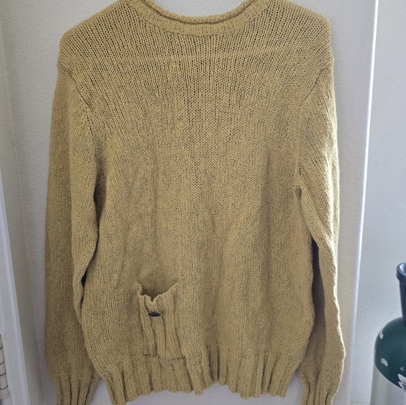 Mustard yellow knit sweater with one pocket, size large. - Picture 1 of 4